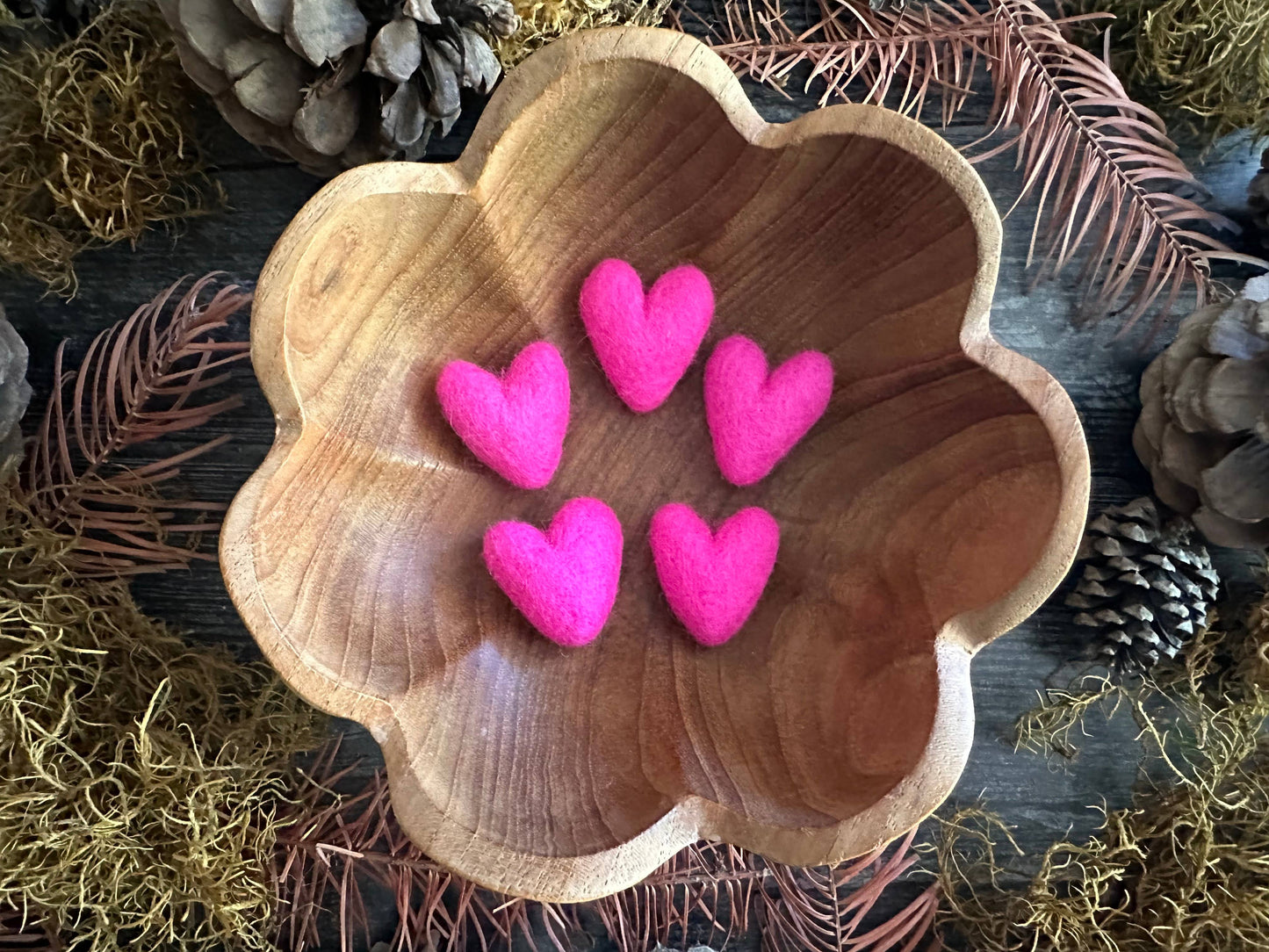 Felted Wool Heart: Rhododendron Pink