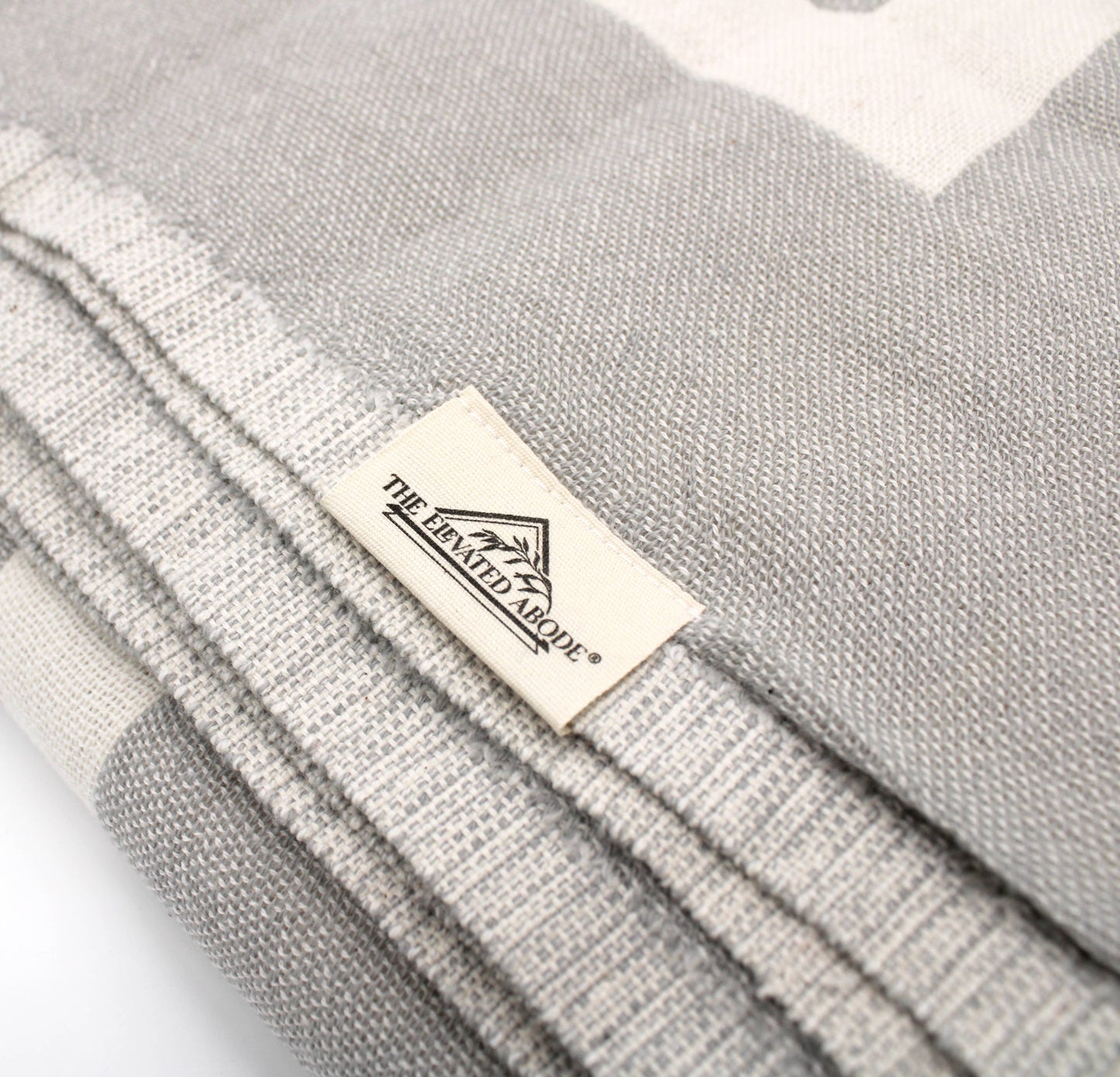 Grey Turkish Cotton Pyramid Throw Blanket: Black