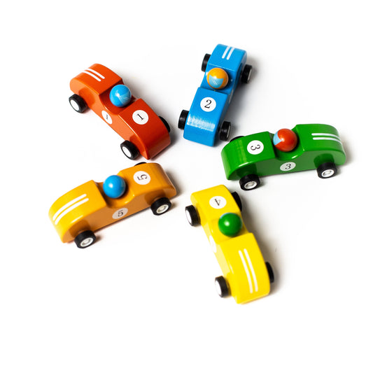 Pull Back Wooden Race Car (Set of Three)