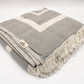 Grey Turkish Cotton Pyramid Throw Blanket: Black