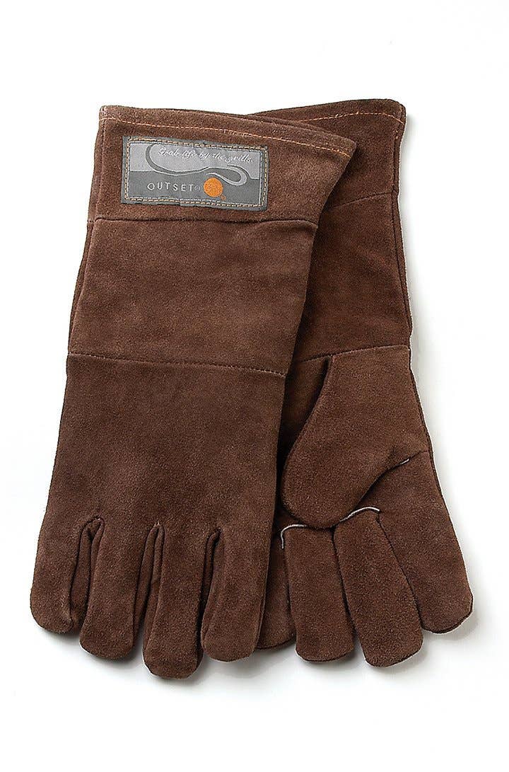 Outset Brown Leather Grill Gloves, Set of 2, 15"