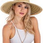 Wide Dome Brim Rush Straw Woven Lifeguard Hat: Natural