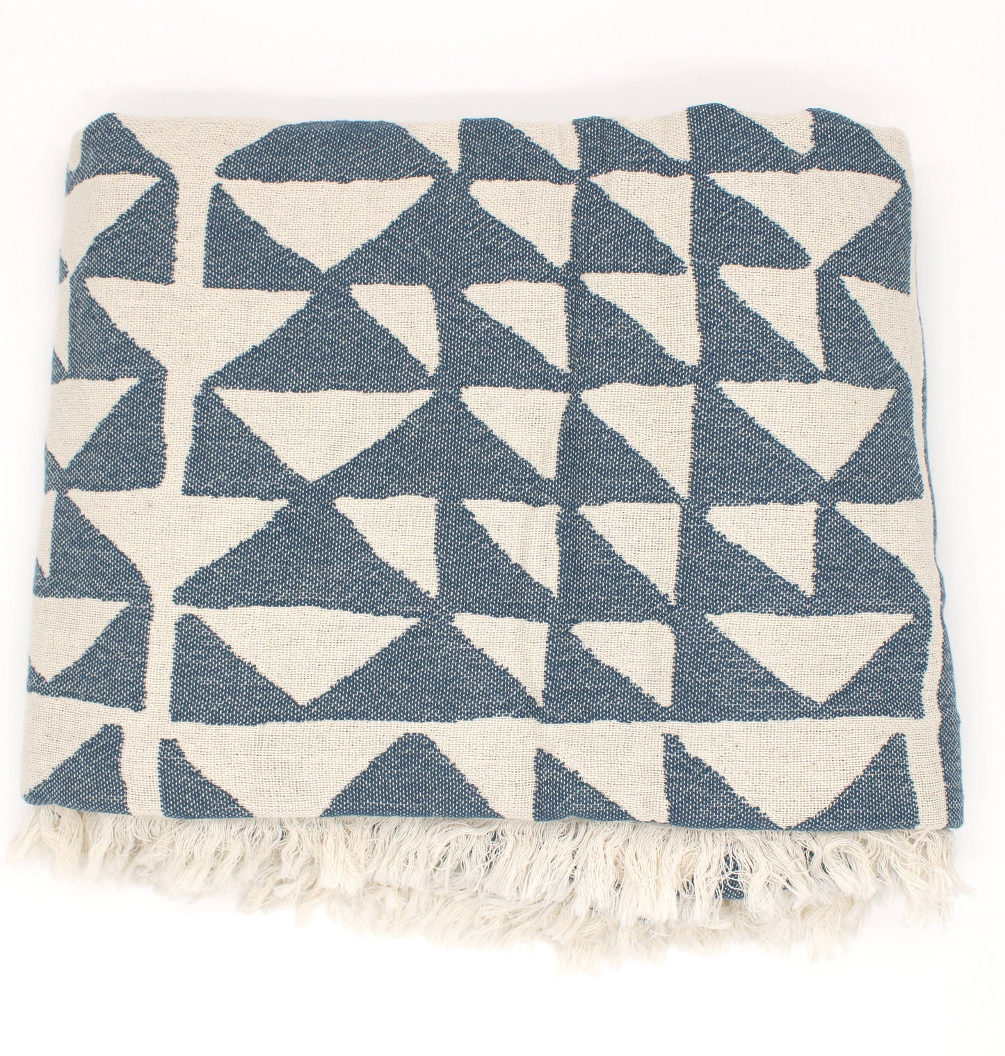 Grey Turkish Cotton Pyramid Throw Blanket: Black