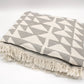 Grey Turkish Cotton Pyramid Throw Blanket: Black