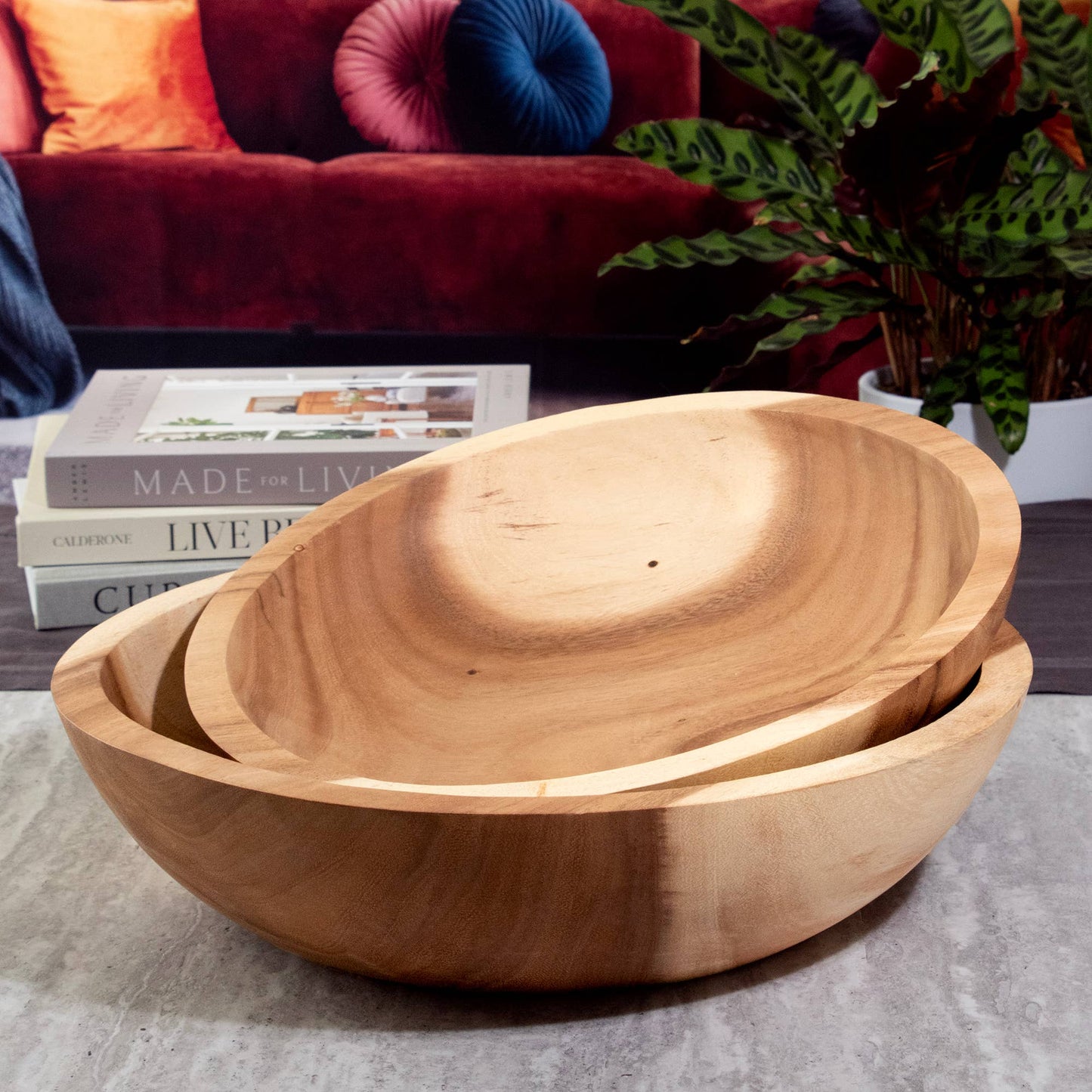 Extra Large Set of 2 Teakwood Bowls