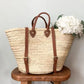 STRAW BAG Handmade leather, French Market Basket Backpack