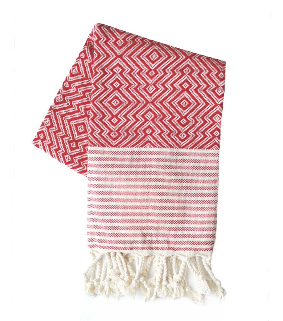 Modern Jaquard Weave Hand Towels: Red