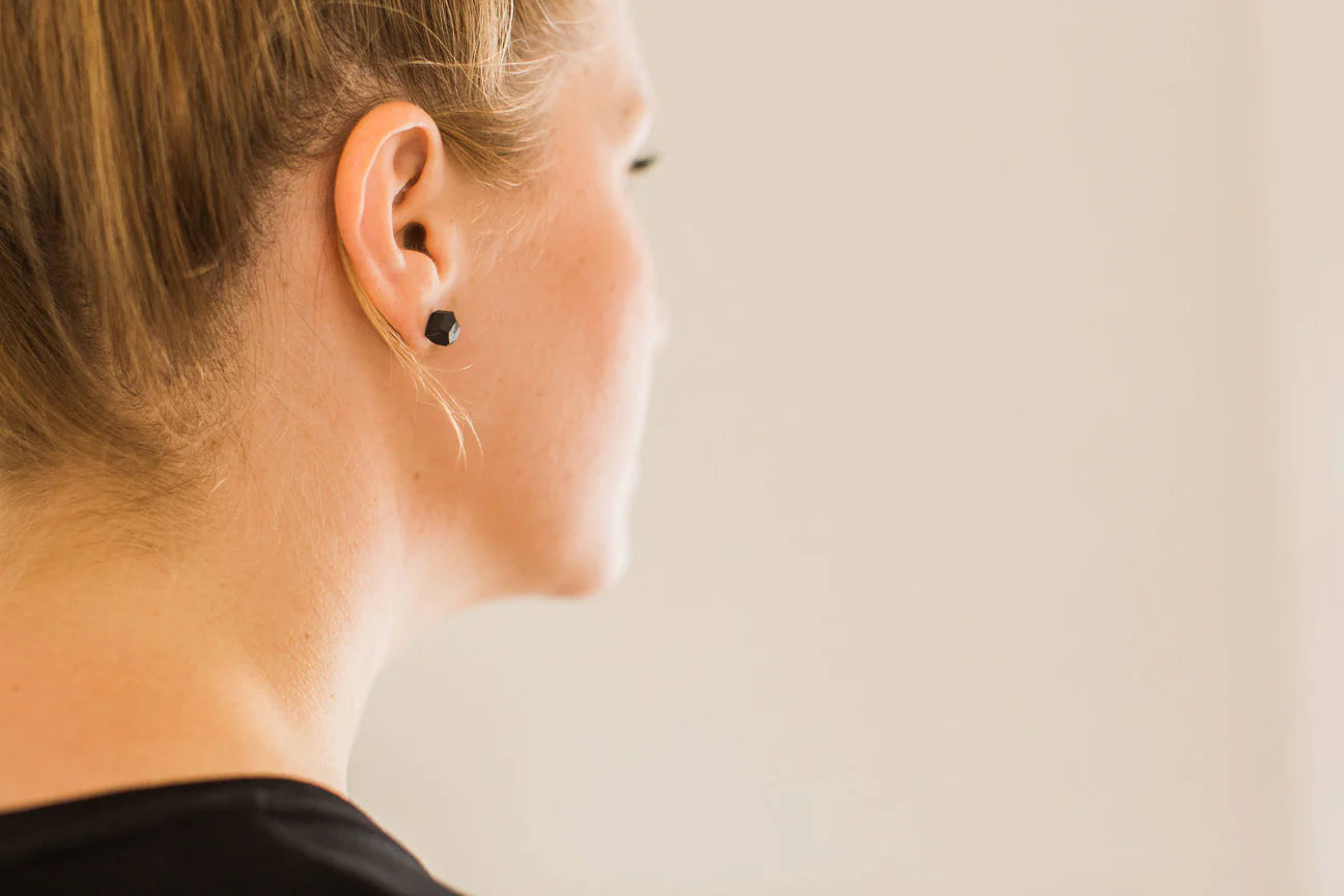 Black Faceted Stud Earrings by Jenna Vanden Brink