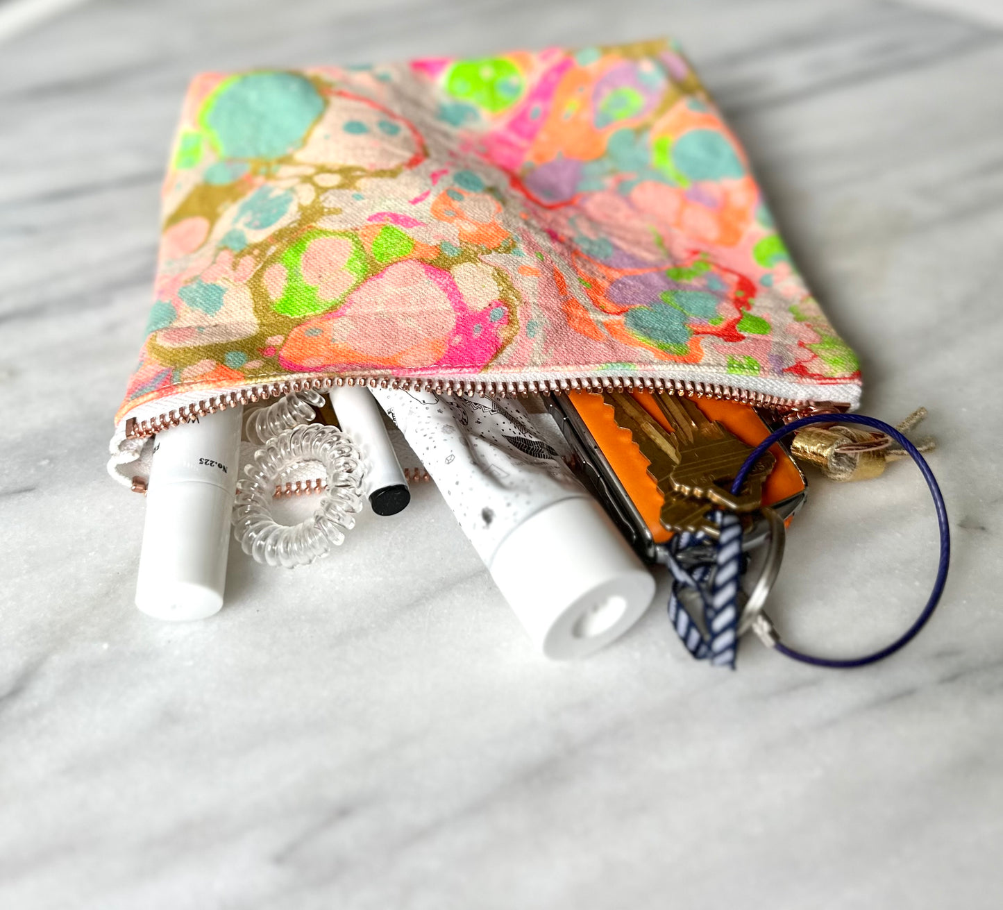 Marbled Garden Party Pouch