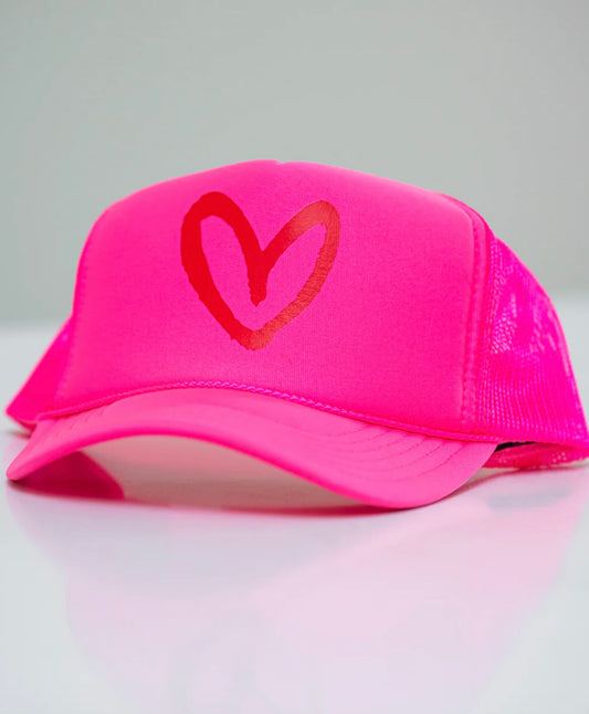 Imperfect Heart Trucker Hat Neon Pink/Pink Trucker