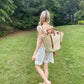 STRAW BAG Handmade leather, French Market Basket Backpack