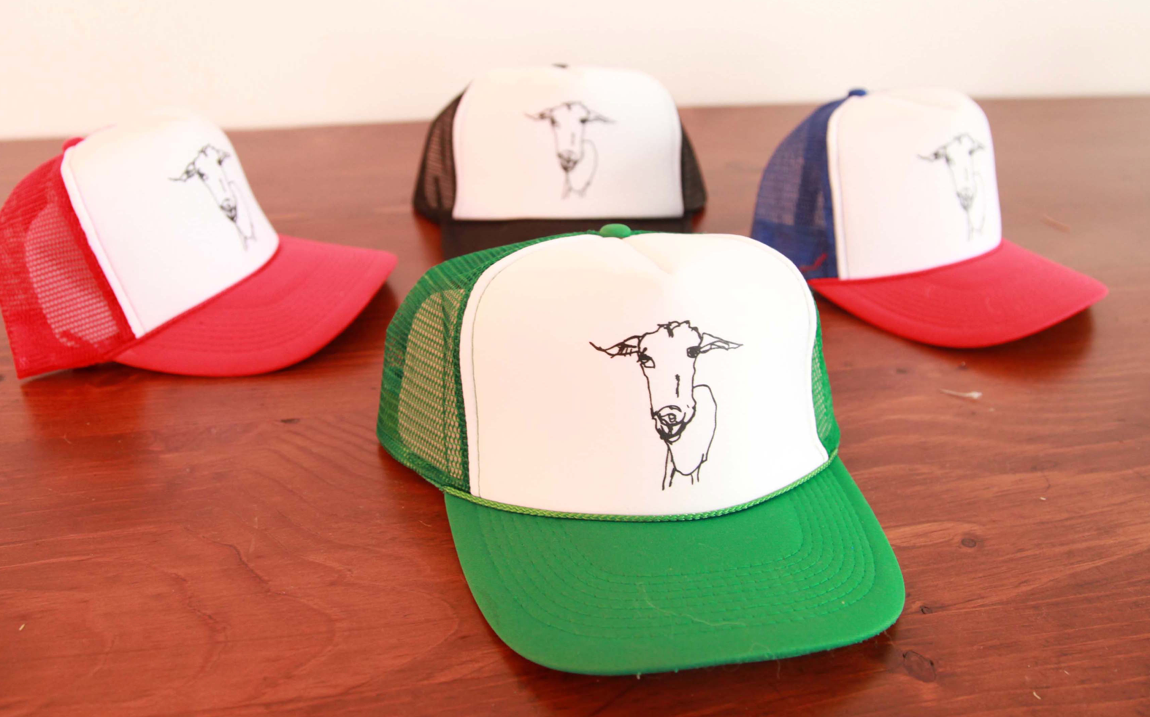 Goat Trucker Hat- Green & White