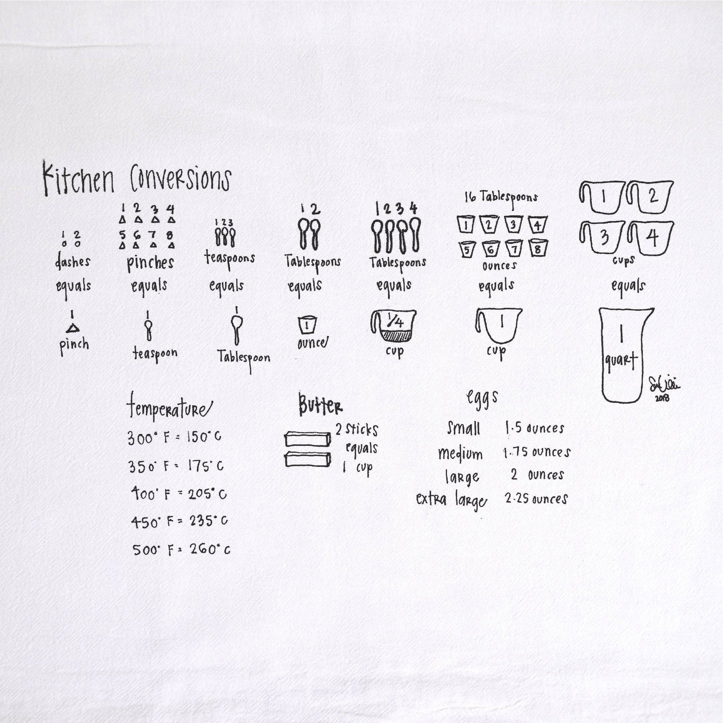 Kitchen Measurements Tea Towel | kitchen | flour sack | dish