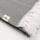 Grey Turkish Cotton Herringbone Oversized Throw Blanket: Grey