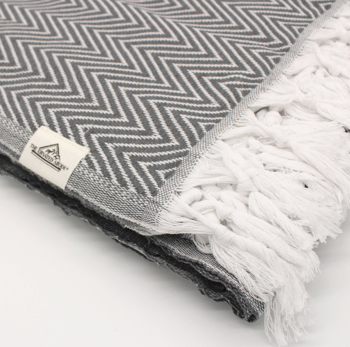 Grey Turkish Cotton Herringbone Oversized Throw Blanket: Grey