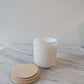 11 oz. Candle - Sweet Water Decor White Glass Candle with Bamboo Top