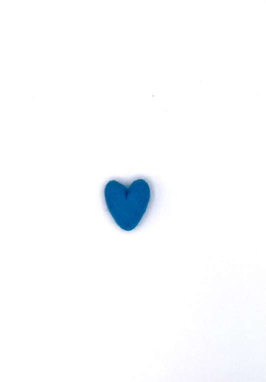 Felted wool mini heart - blue