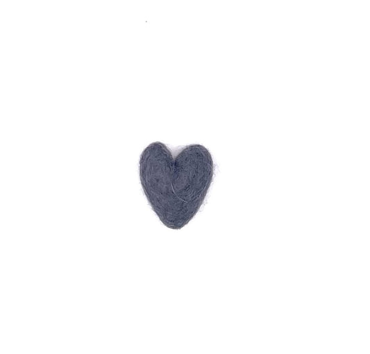 Felted wool mini heart - slate